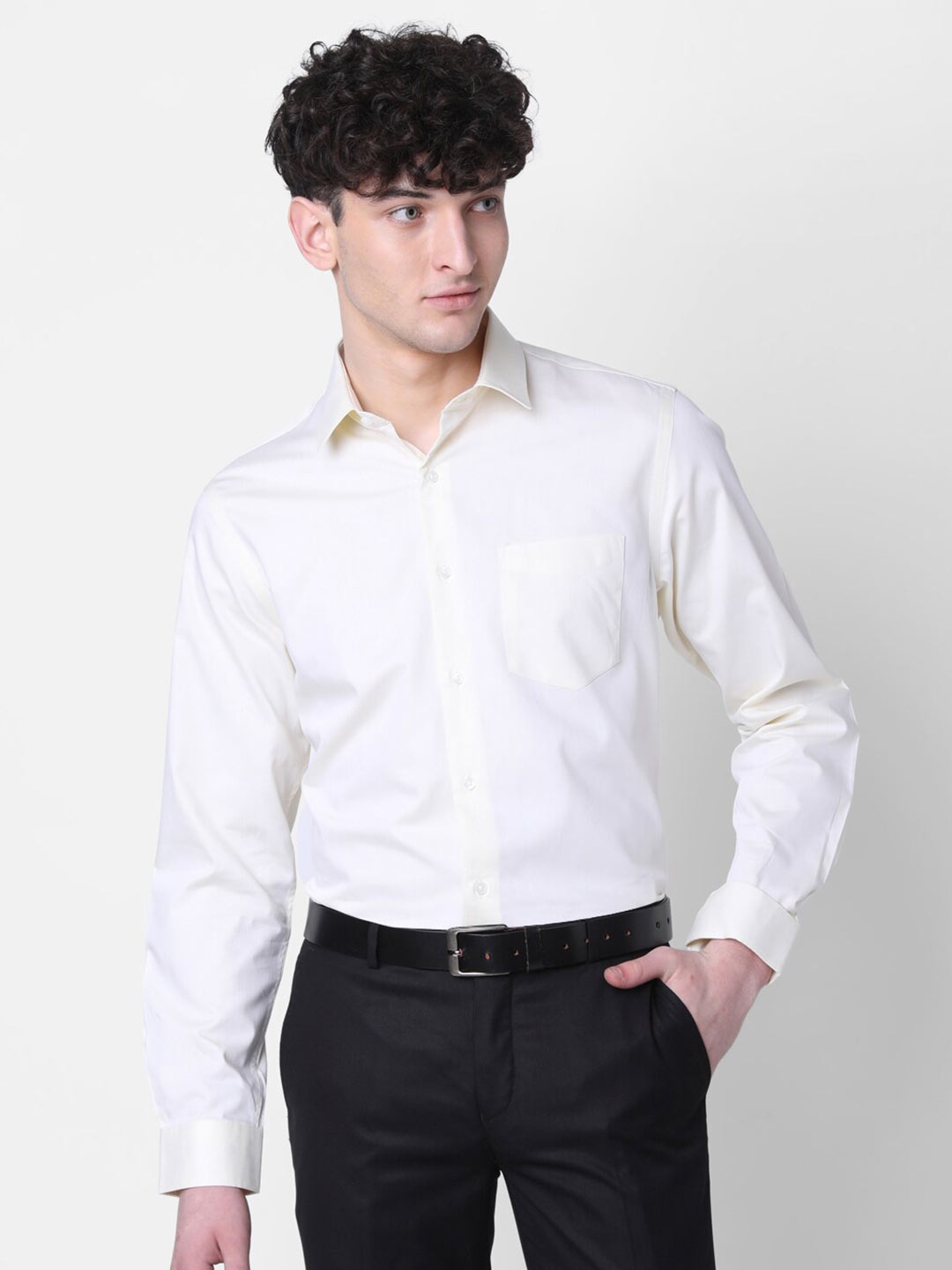 

J Hampstead Classic Spread Collar Cotton Slim Fit Formal Shirt, White