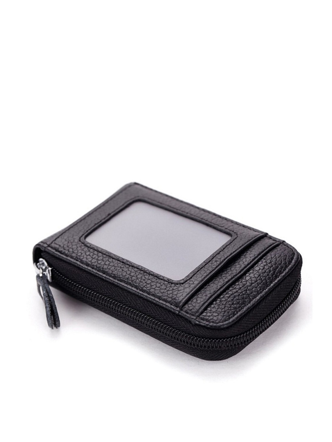 

CONTACTS RFID Blocked Textured Short Leather Card Holder, Black