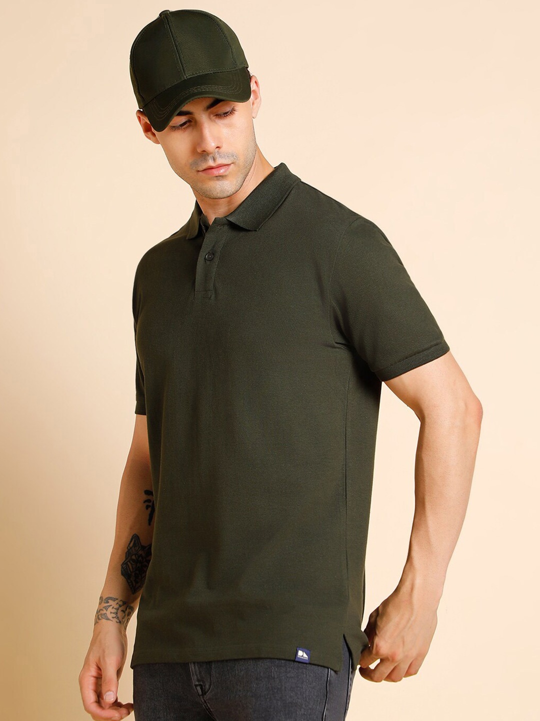

Dennis Lingo Polo Collar Pure Cotton Regular Fit T-shirt, Olive