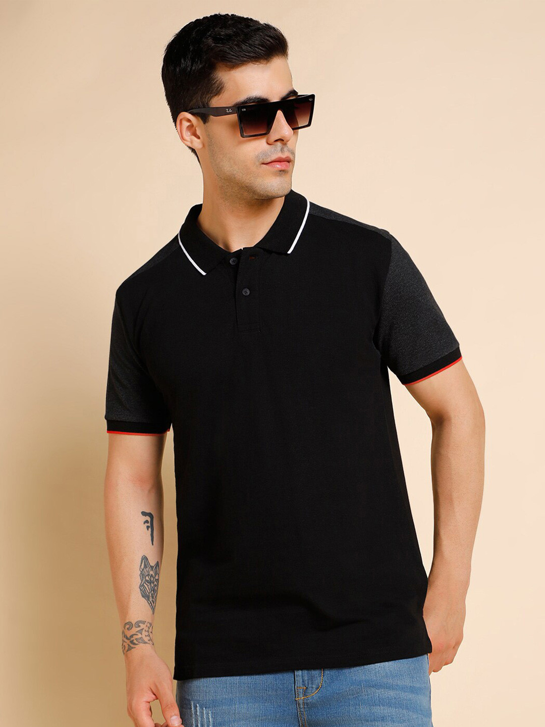 

Dennis Lingo Polo Collar Pure Cotton Regular Fit T-shirt, Black