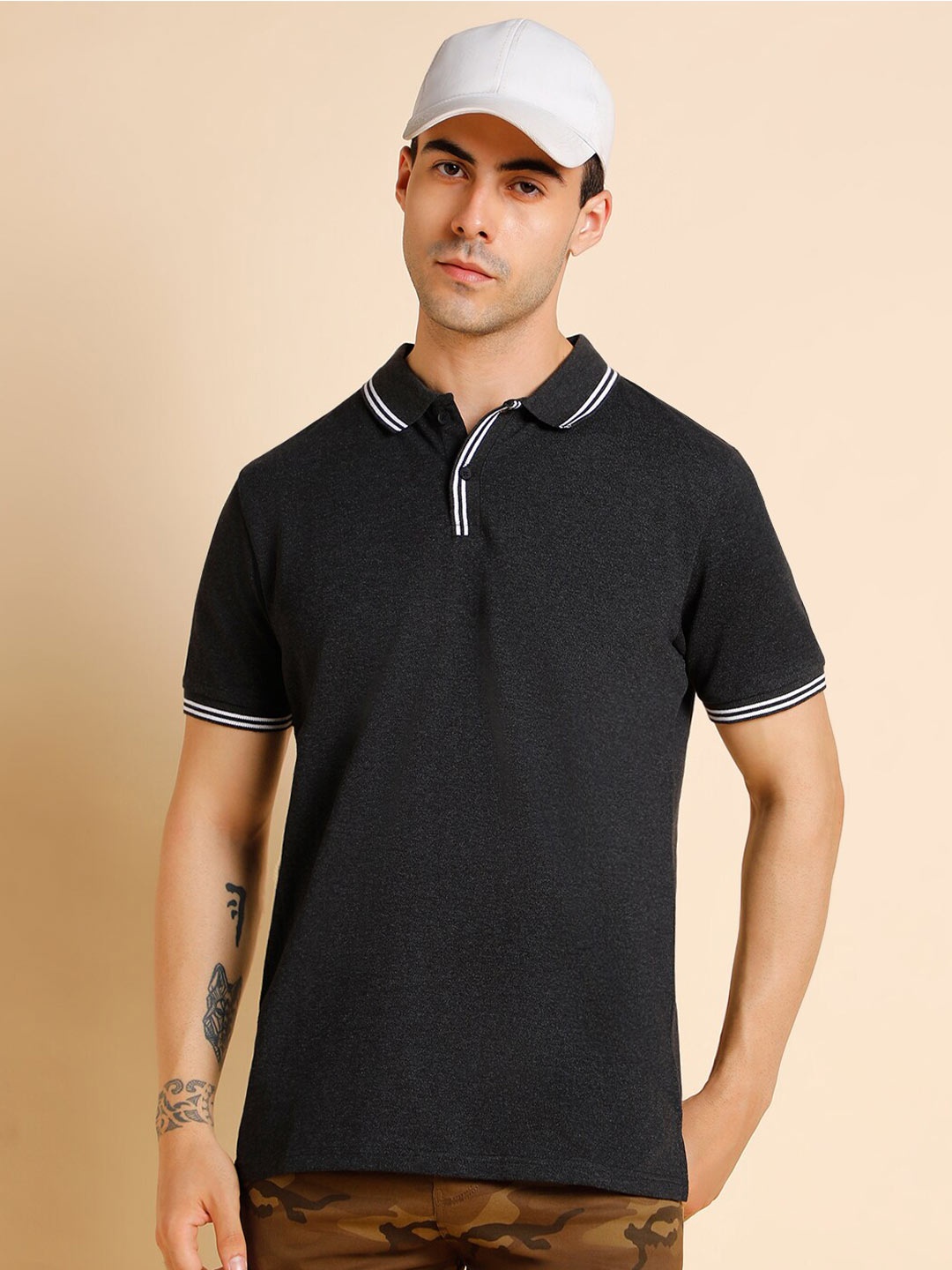

Dennis Lingo Polo Collar Pure Cotton Regular Fit T-shirt, Black