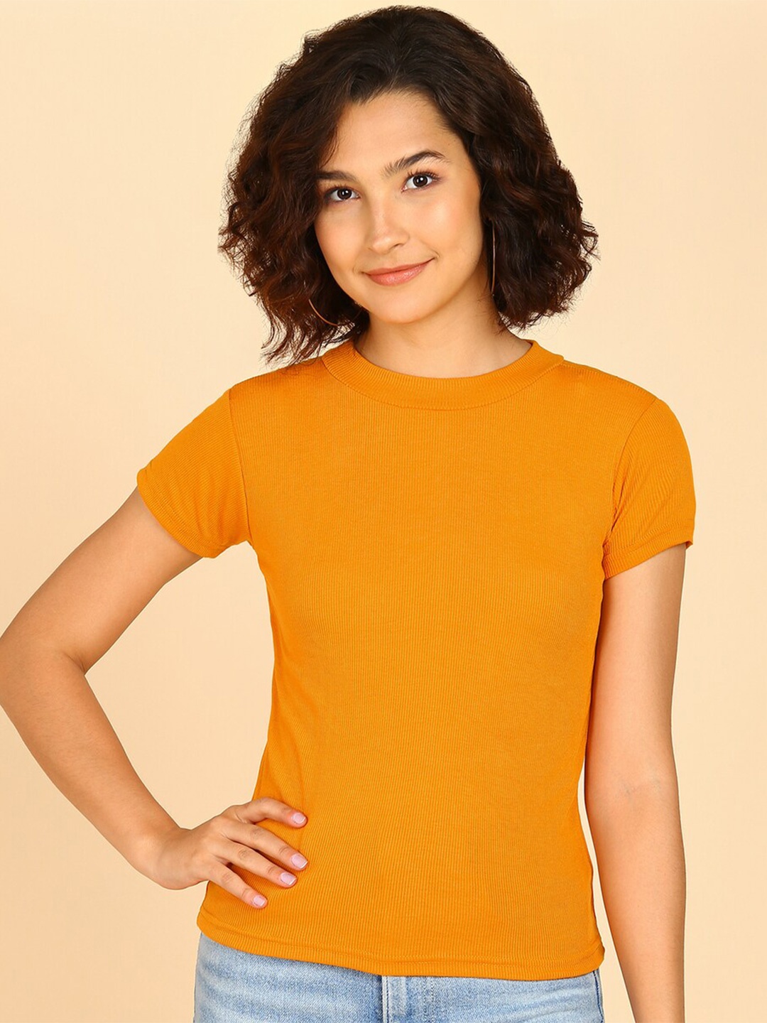 

KASHIAN High Neck Top, Mustard