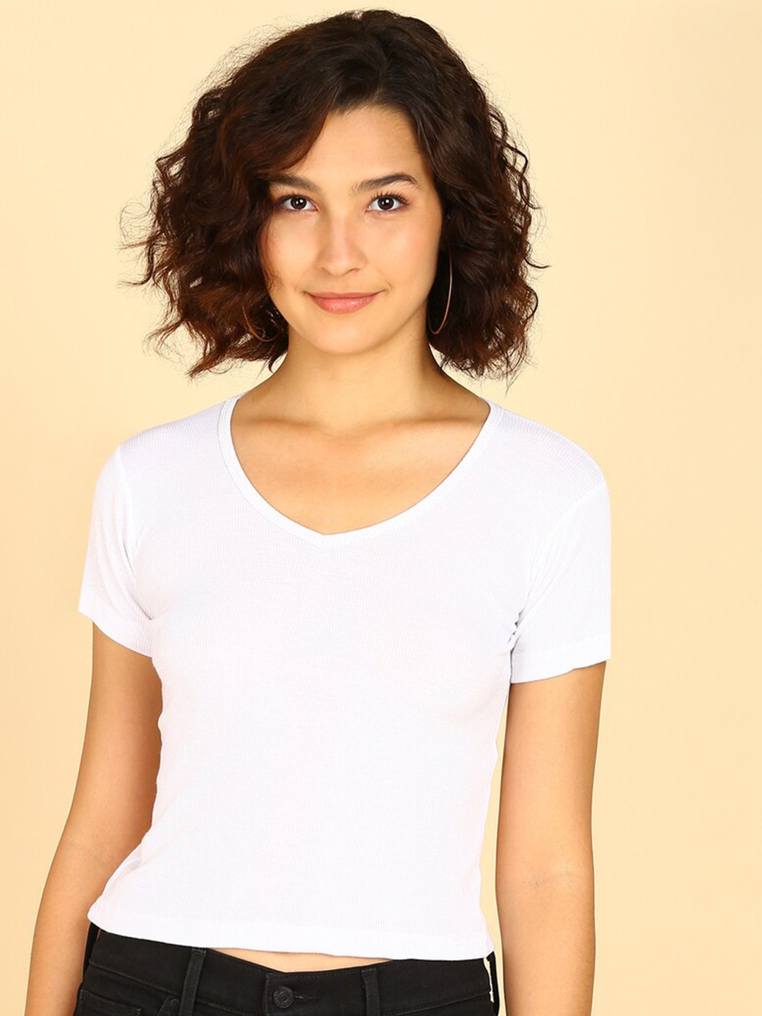 

KASHIAN V-Neck Crop Top, White