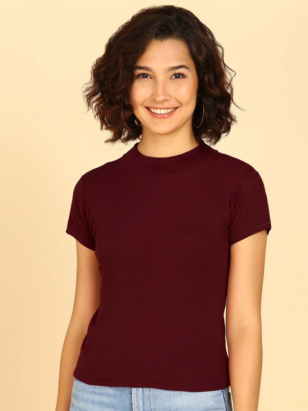 

KASHIAN High Neck Regular top, Maroon
