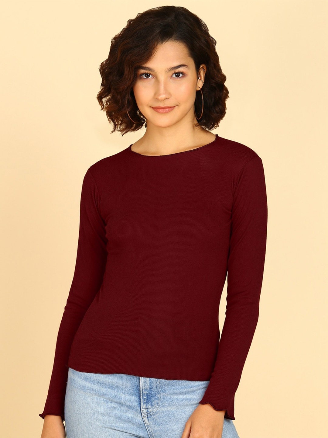 

KASHIAN Long Sleeves Regular top, Maroon