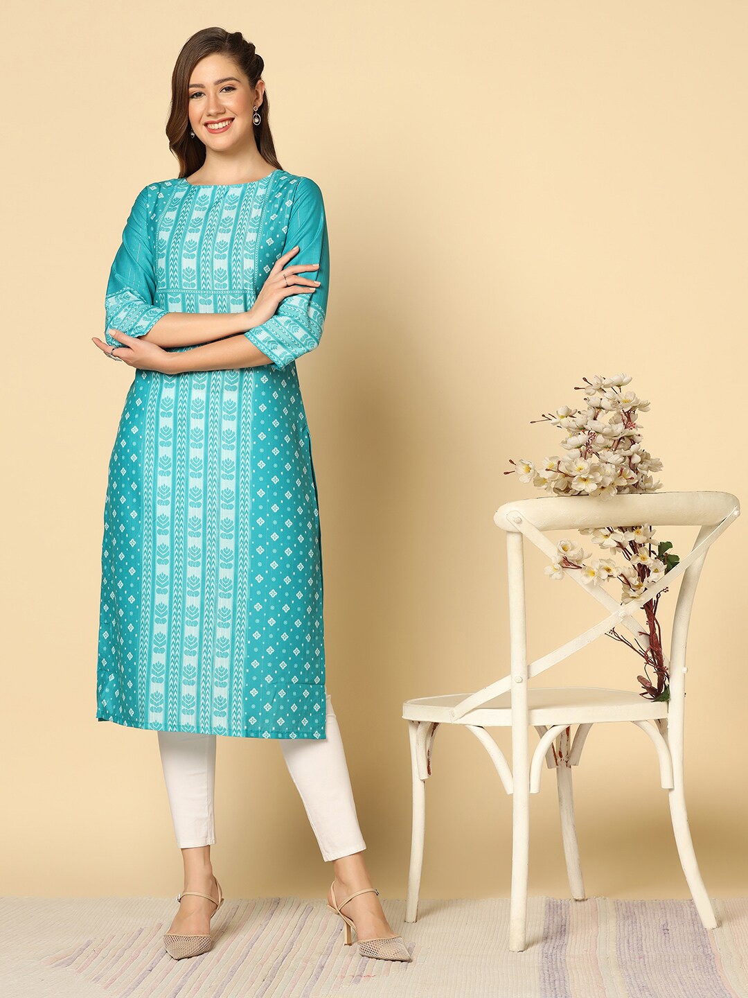 

FASHION DREAM Ethnic Motifs Printed Kurta, Blue