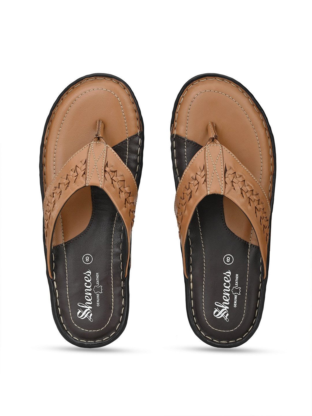 

SHENCES Men Leather Comfort Sandals, Tan