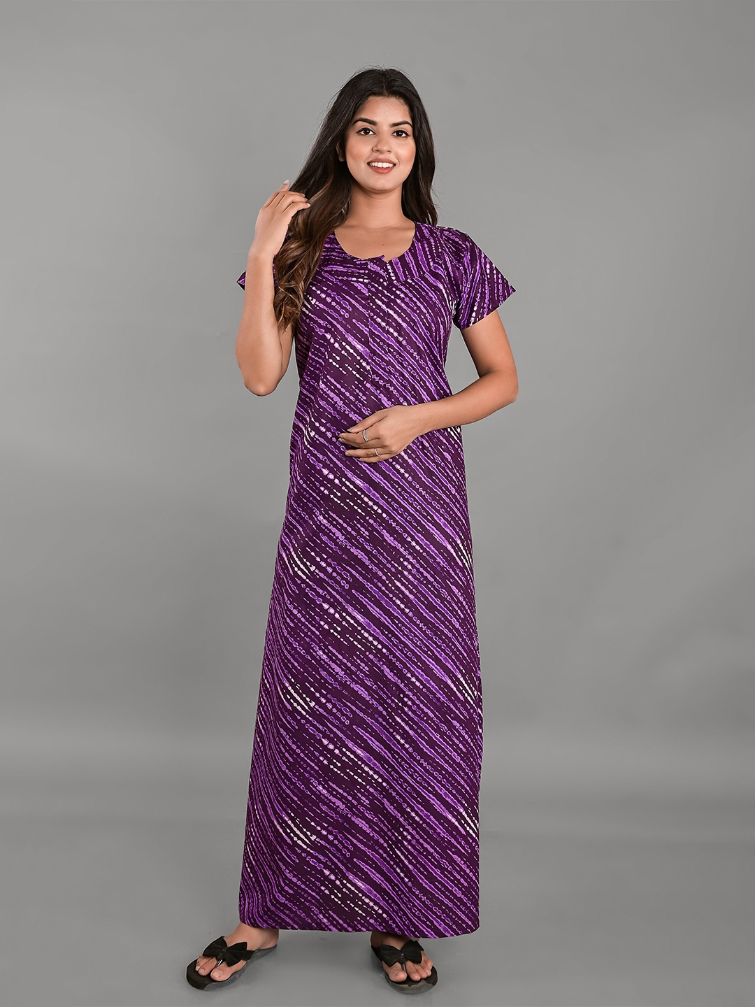 

KALINI Striped Maxi Nightdress, Purple