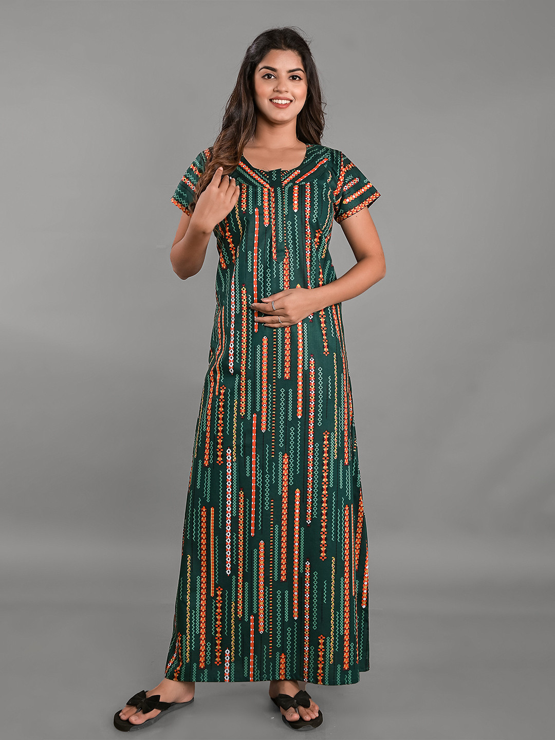 

KALINI Printed Maxi Nightdress, Green