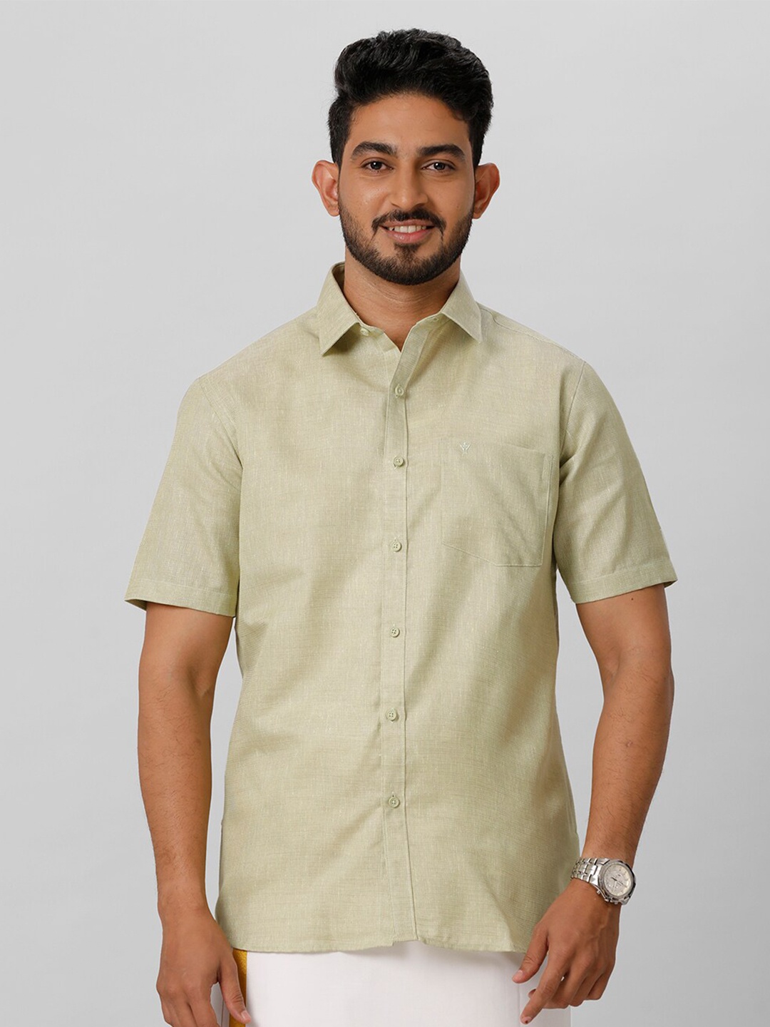 

Ramraj Spread Collar Traditional Formal Shirt, Olive