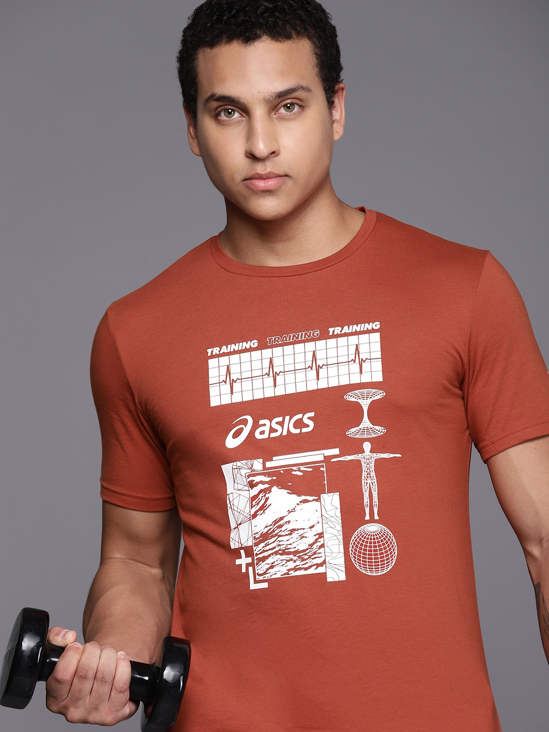 

ASICS Graphic 1 SS Printed Training T-shirt, Rust
