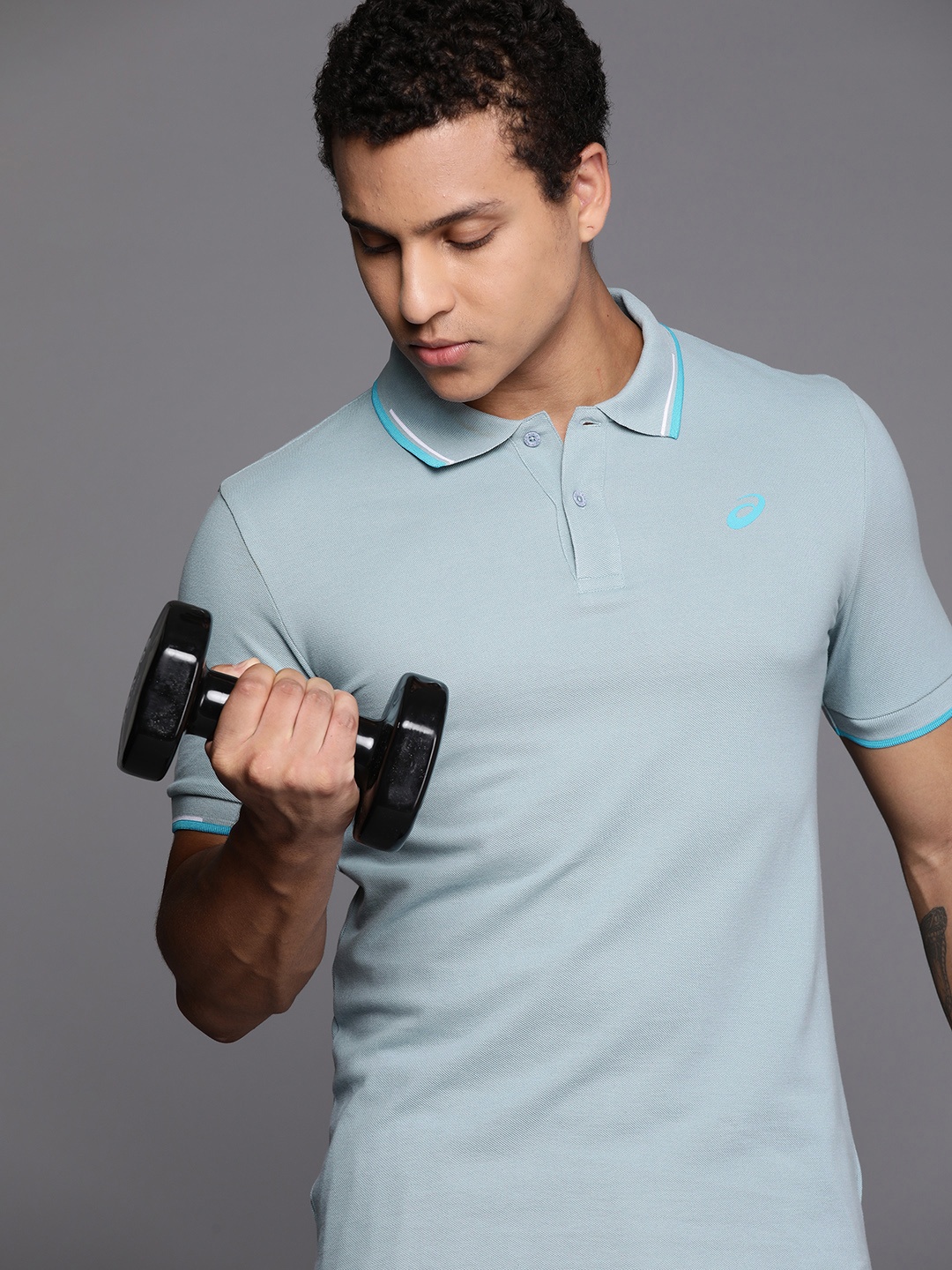 

ASICS Pure Cotton Dual Tipping Polo Training T-shirt, Blue