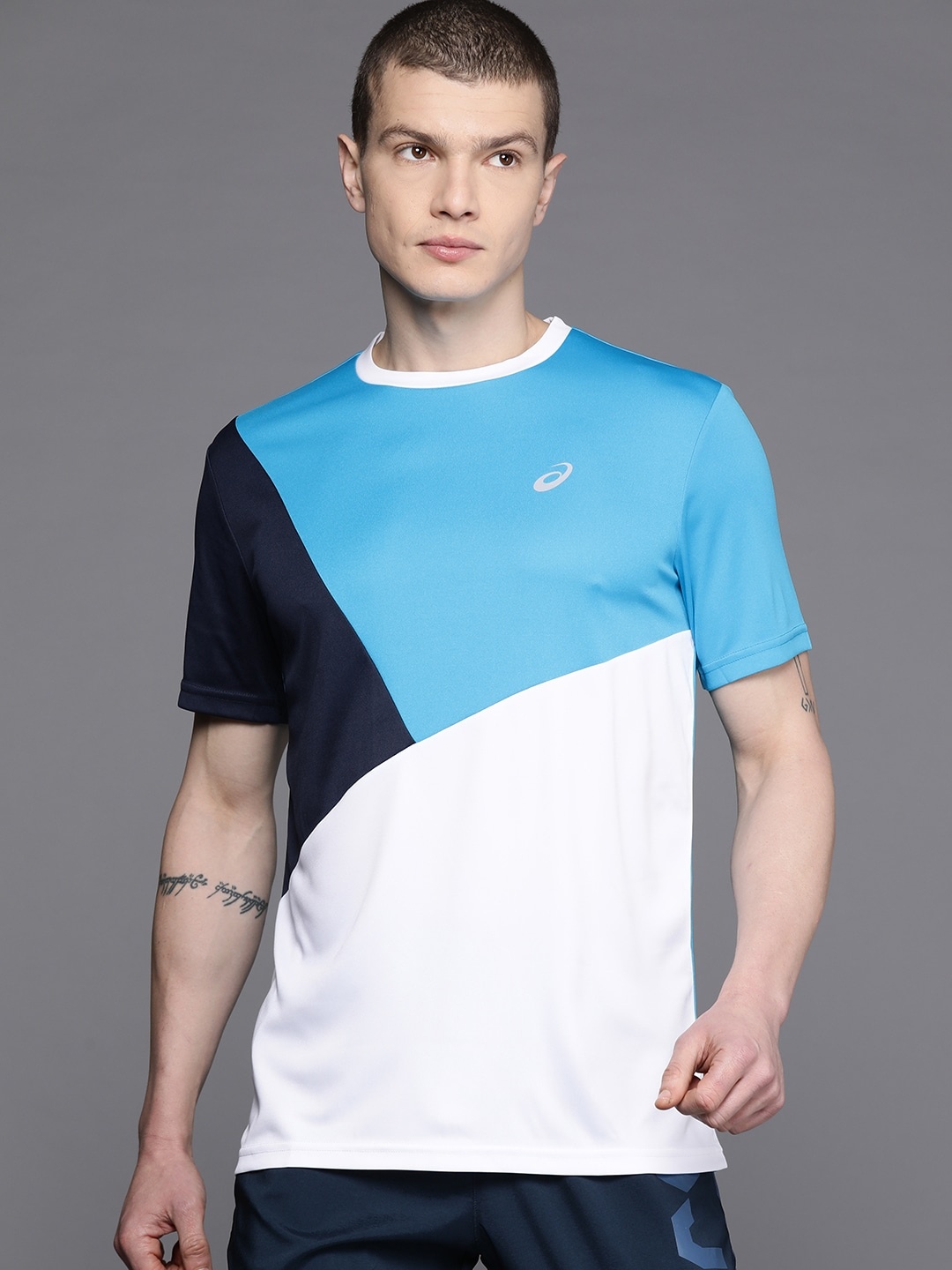 

ASICS Colourblocked Round-Neck SS Running T-shirt, Blue