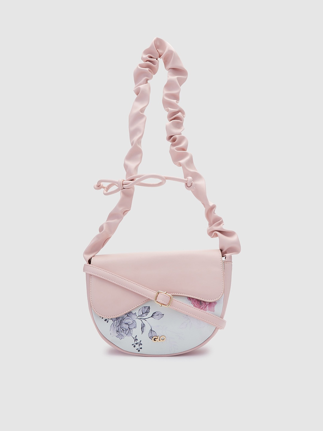 

Globus Pink & Blue Floral Printed Structured Shoulder Bag