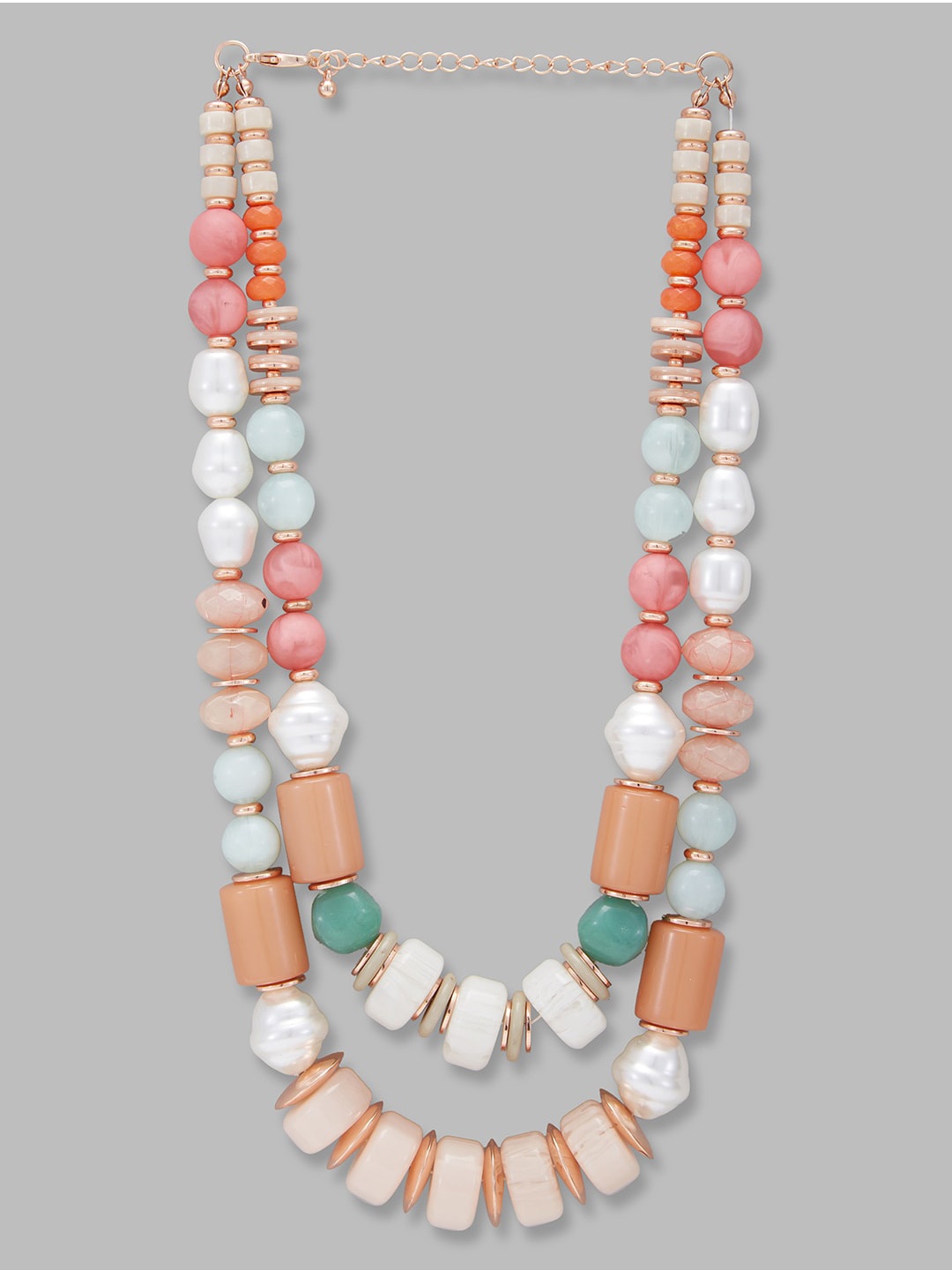 

Globus Rose Gold & White Rose Gold-Plated Layered Necklace