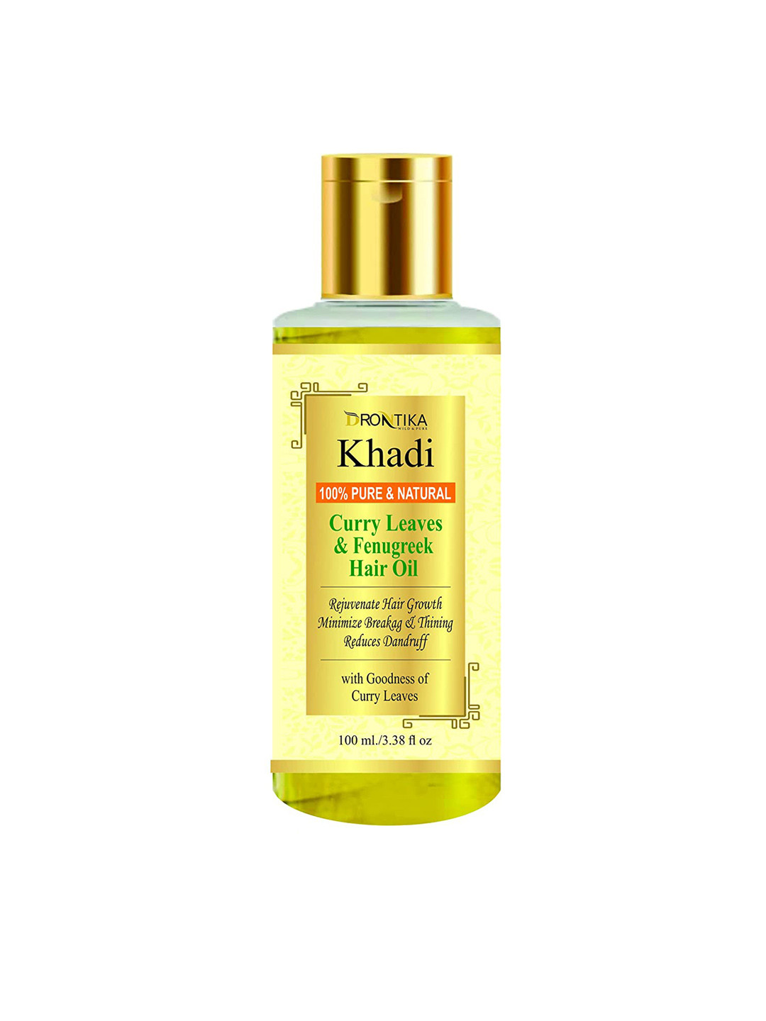 

DRONTIKA Khadi 100% Pure & Natural Curry Leaves & Fenugreek Hair Oil - 100 ml, Yellow