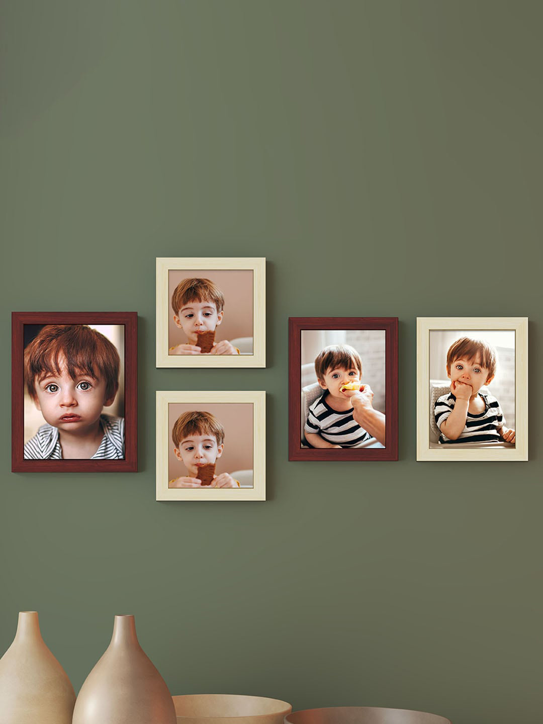 

Art Street Brown 5-Pieces Wooden Wall Photo Frames