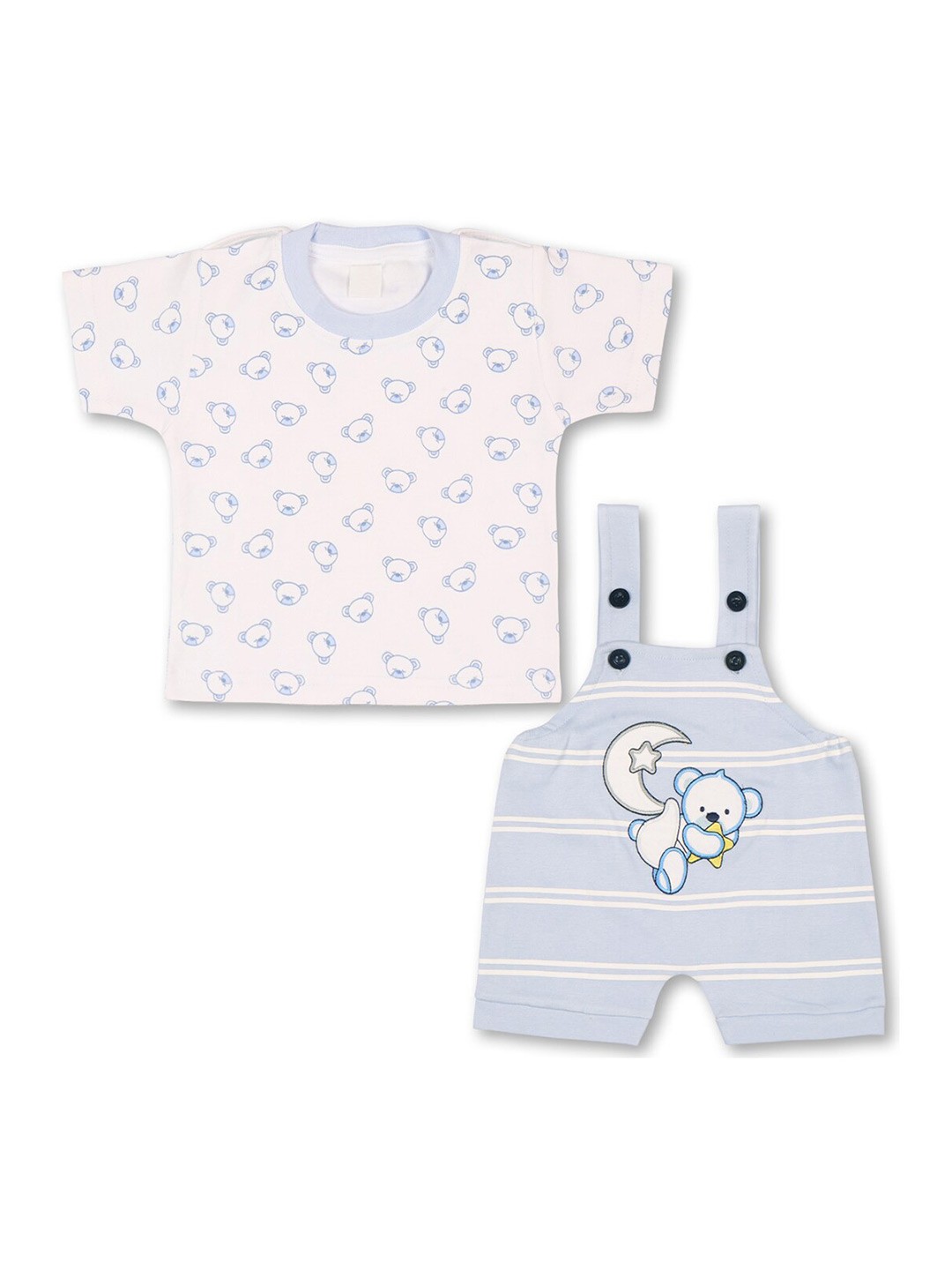 

Wish Karo Boys Printed T-shirt with Dungaree, Blue