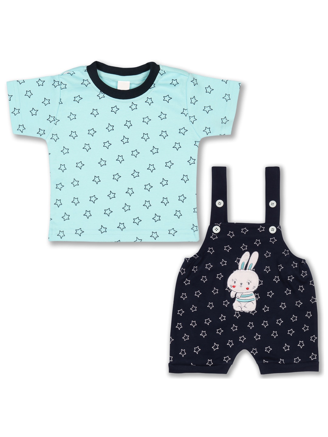 

Wish Karo Infants Boys Graphic Printed T-shirt with Dungaree, Navy blue