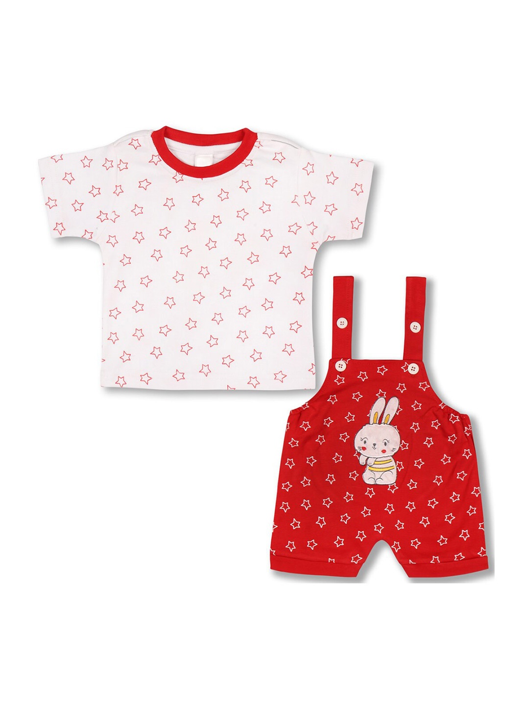 

Wish Karo Boys Printed T-shirt with Dungaree, Red