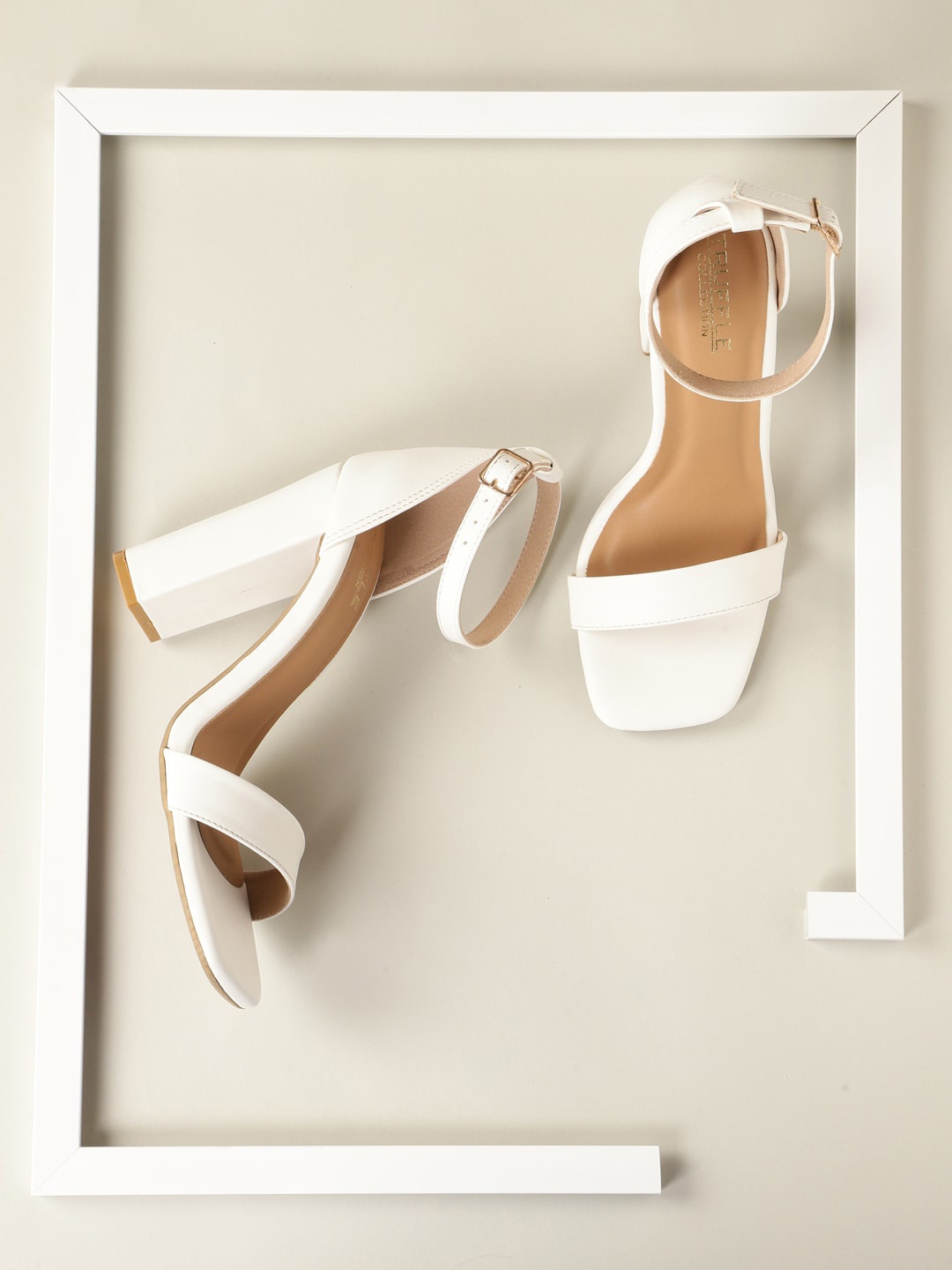 

Truffle Collection Open Toe Mid-Top Block Heels, White