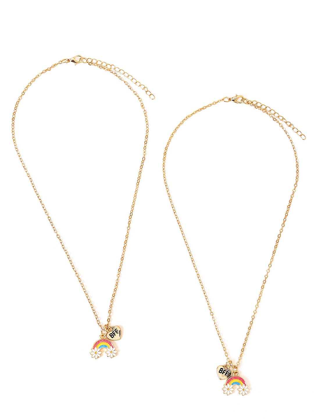 

Accessorize London Girls Set of 2 Rainbow Necklace, Gold