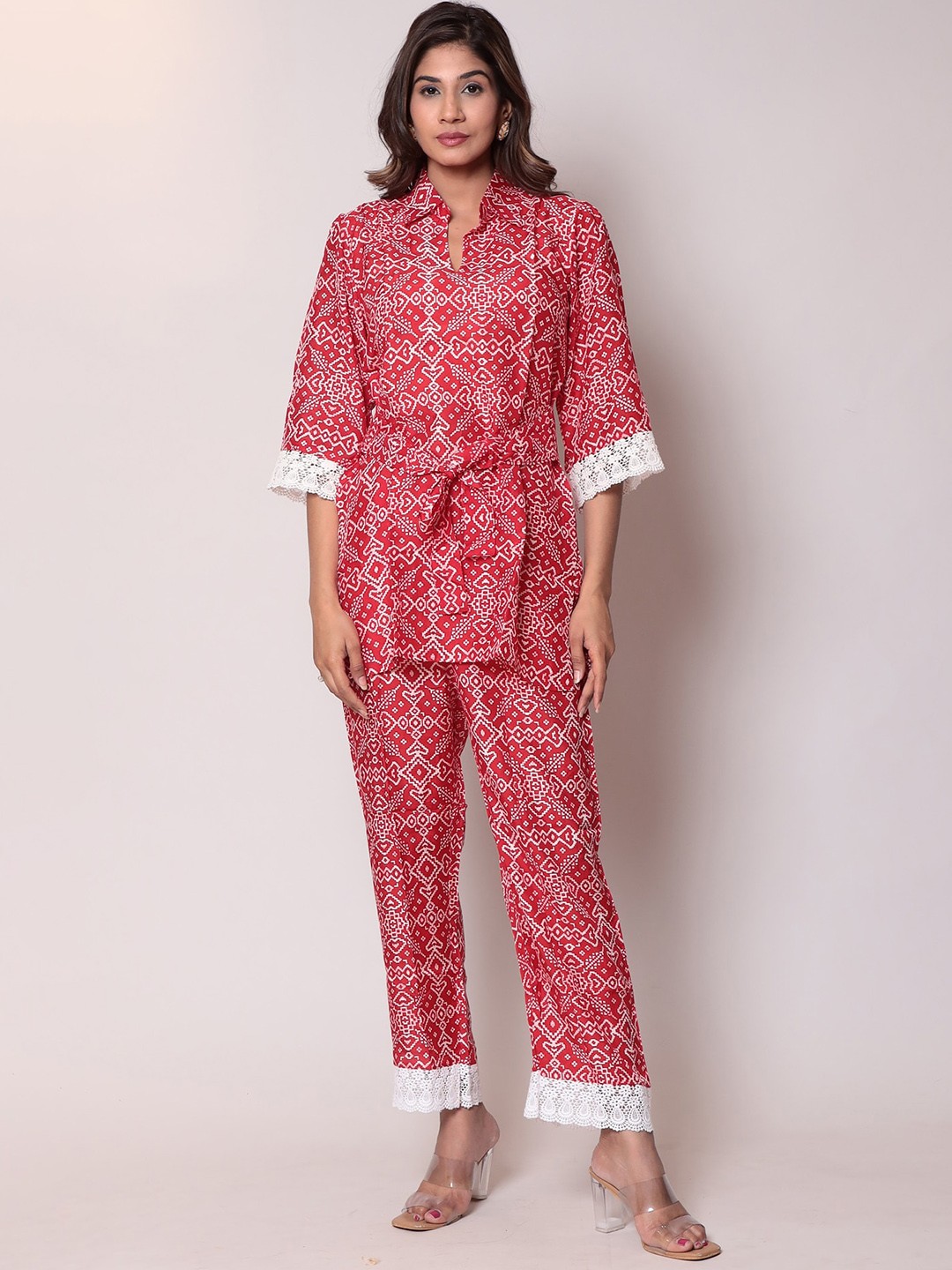 

ZARI Printed Tunic With Trouser Co-Ords, Red