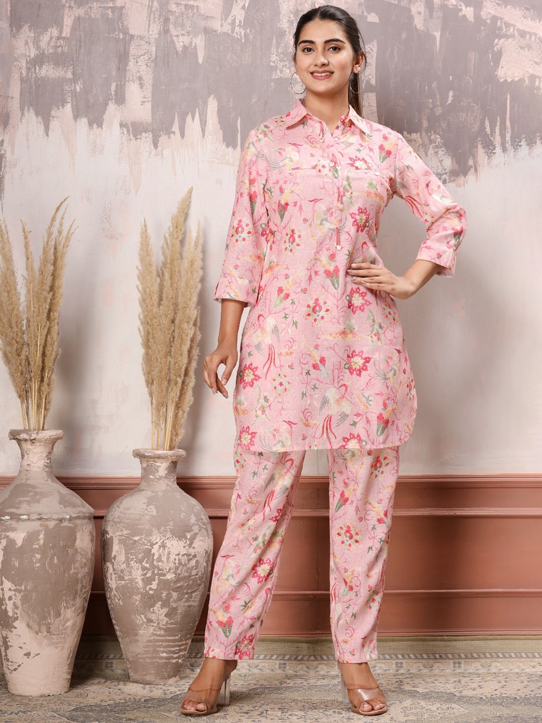 

ZARI Printed Top & Trouser Co-Ords, Pink