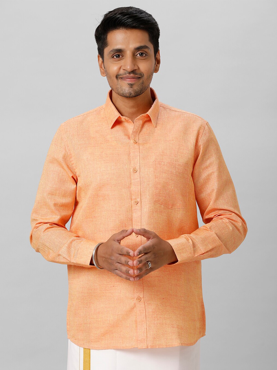 

Ramraj Regular Fit Casual Cotton Shirt, Orange