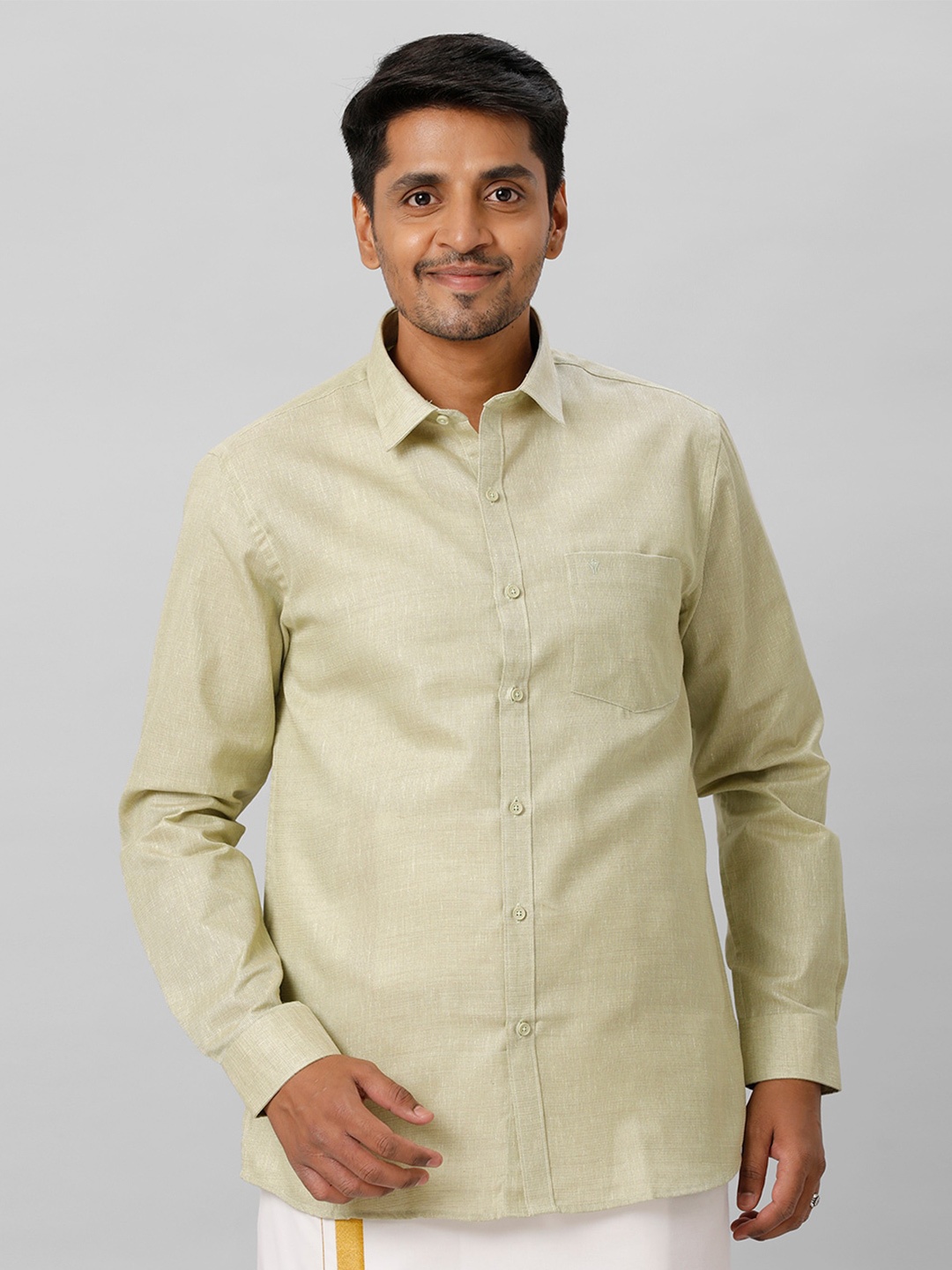 

Ramraj Regular Fit Casual Cotton Shirt, Olive