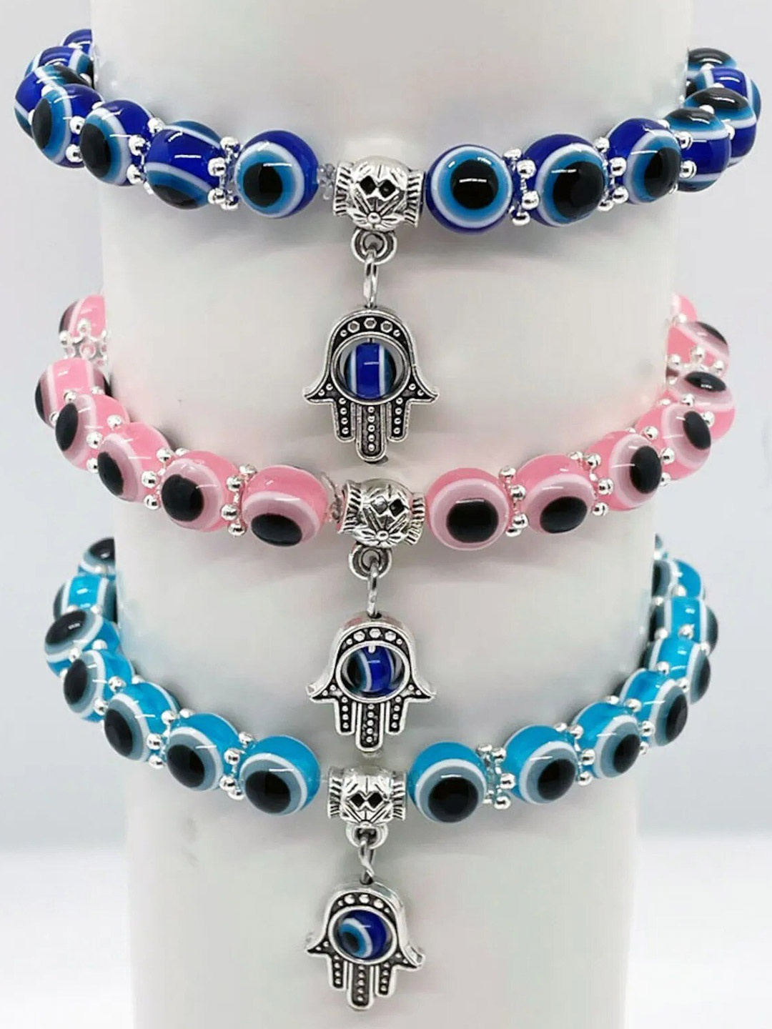 

EL REGALO Set Of 3 Elasticated Bracelets, Blue