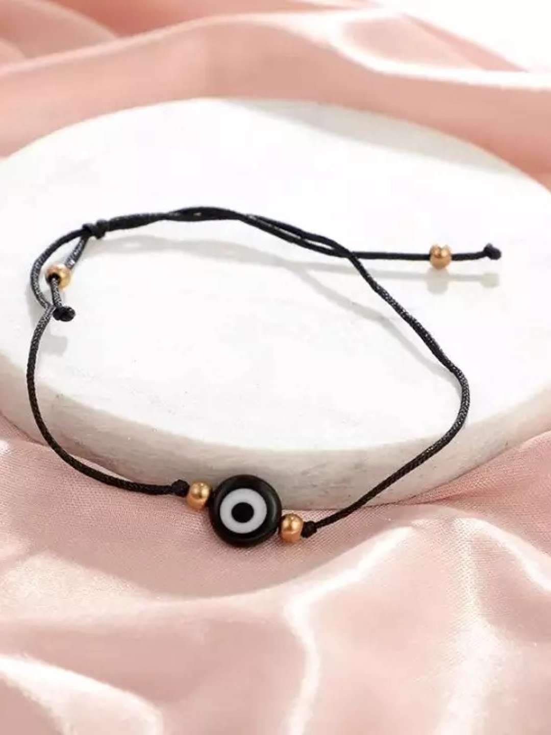 

EL REGALO Evil Eye Beaded Anklet, Black