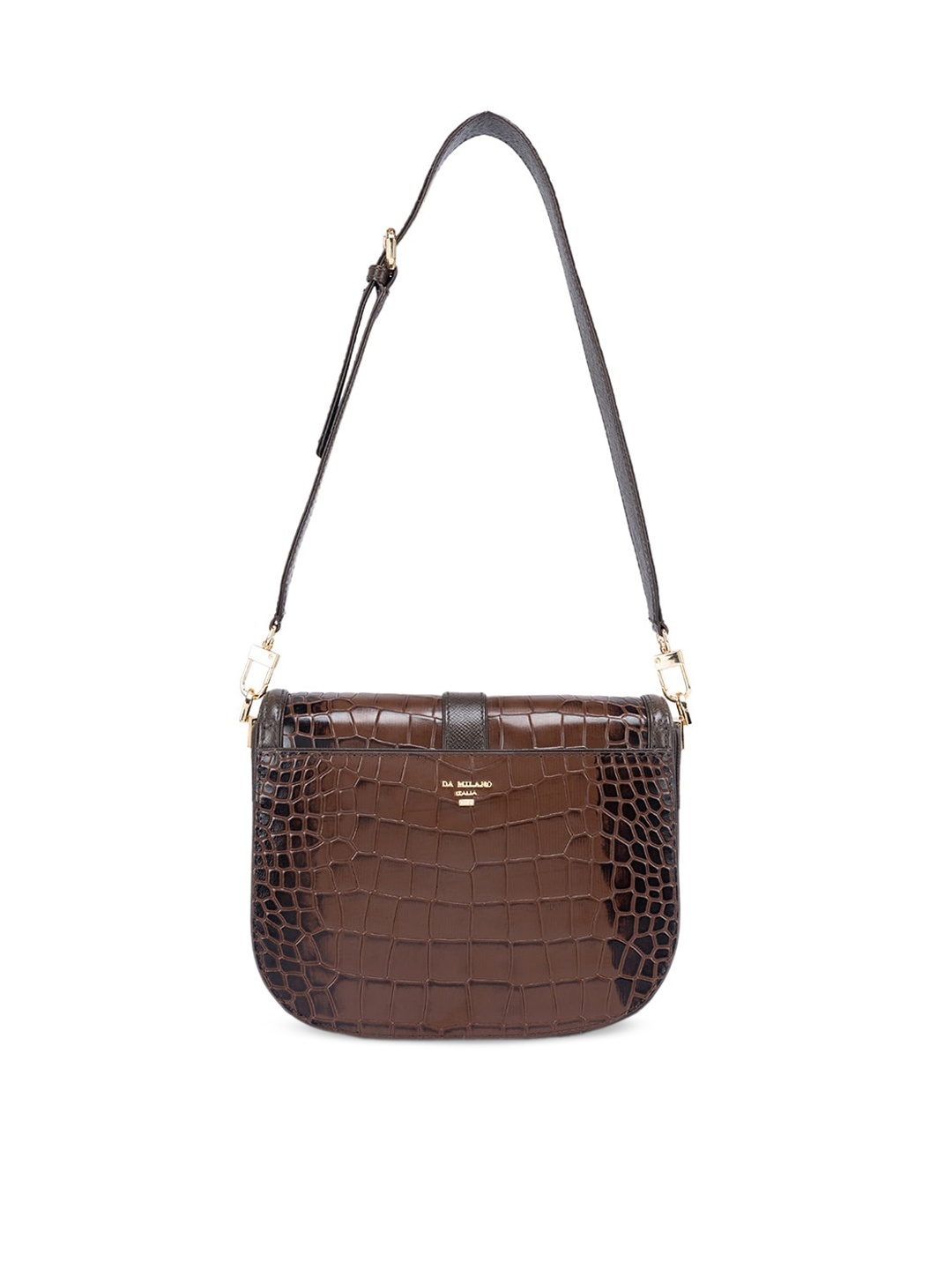 

Da Milano Animal Textured Leather Structured Sling Bag, Brown