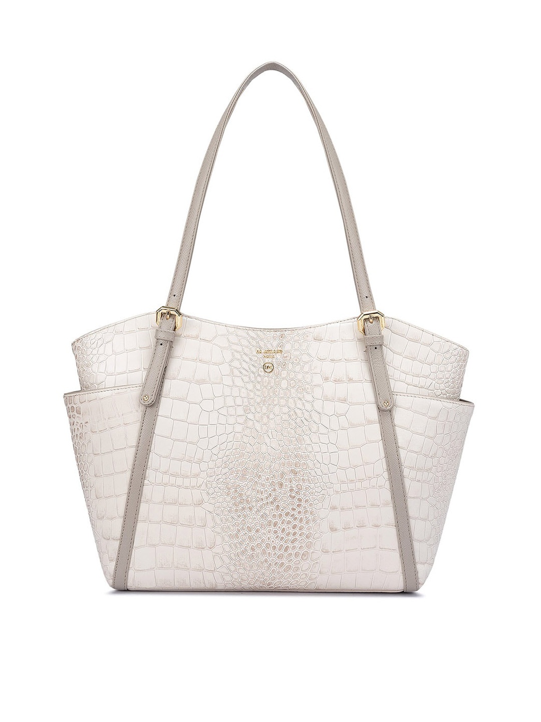 

Da Milano Textured Animal Leather Structured Shoulder Bag, White