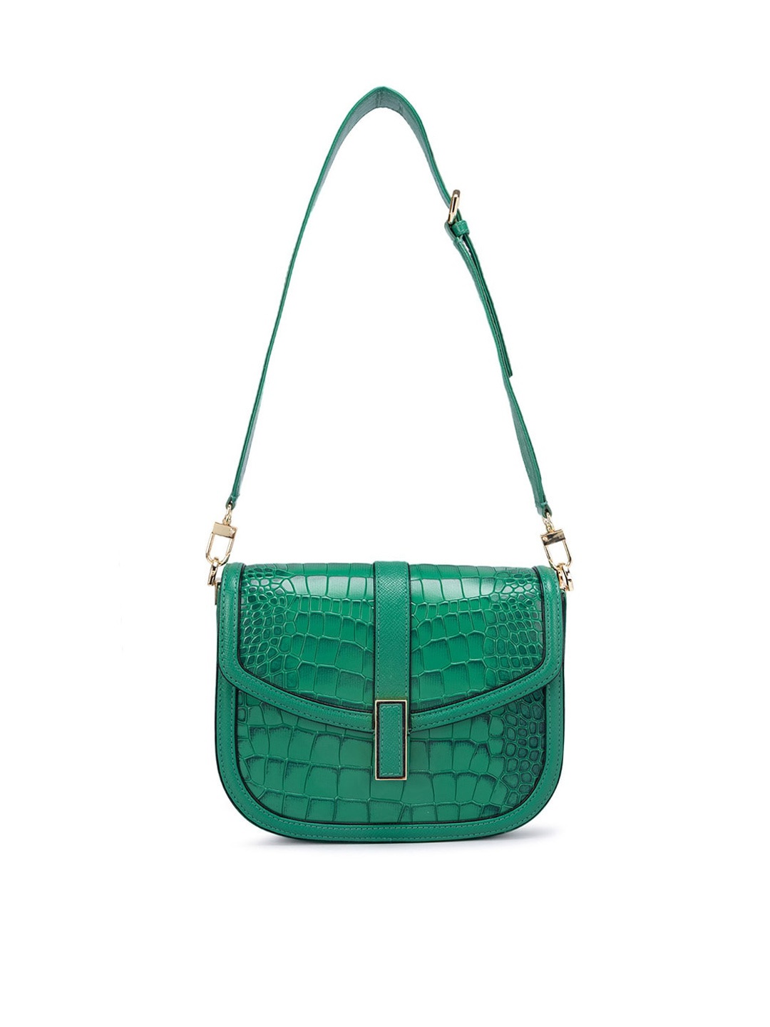 

Da Milano Textured Leather Structured Sling Bag, Green