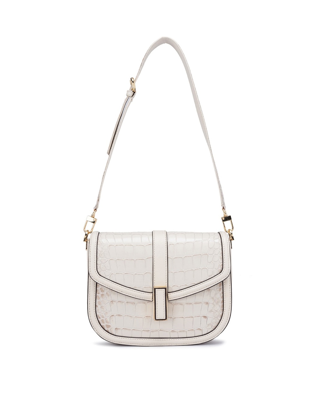 

Da Milano Textured Leather Structured Sling Bag, White