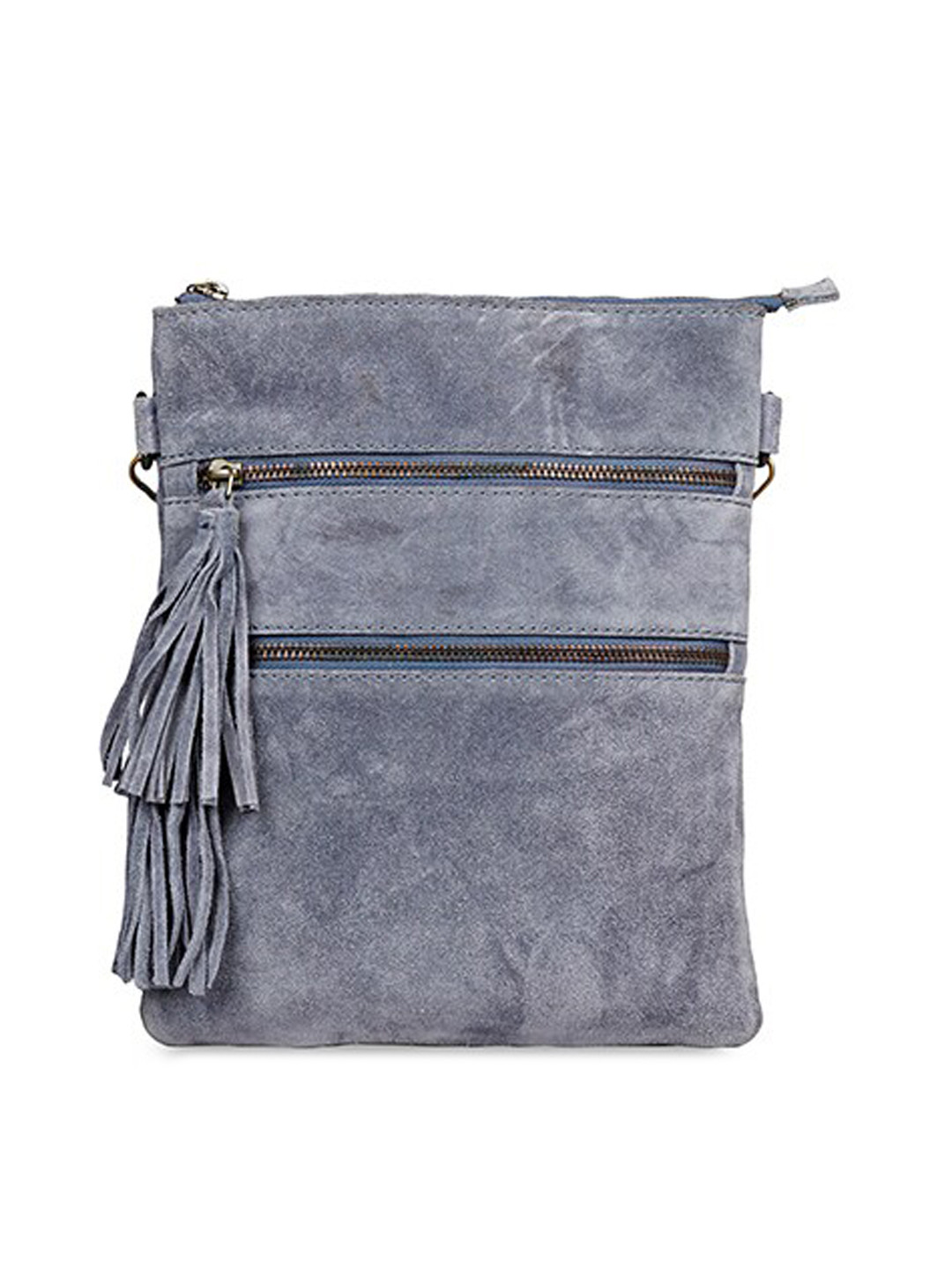 

Saint G Textured Tasselled Leather Stuctured Sling Bag, Grey