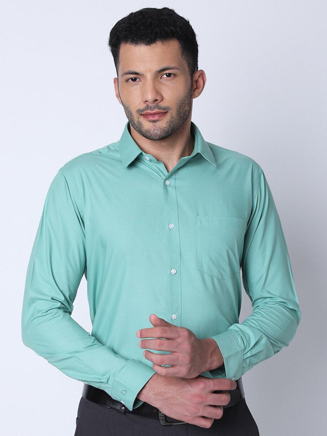

Oxemberg Classic Slim Fit Cotton Formal Shirt, Green
