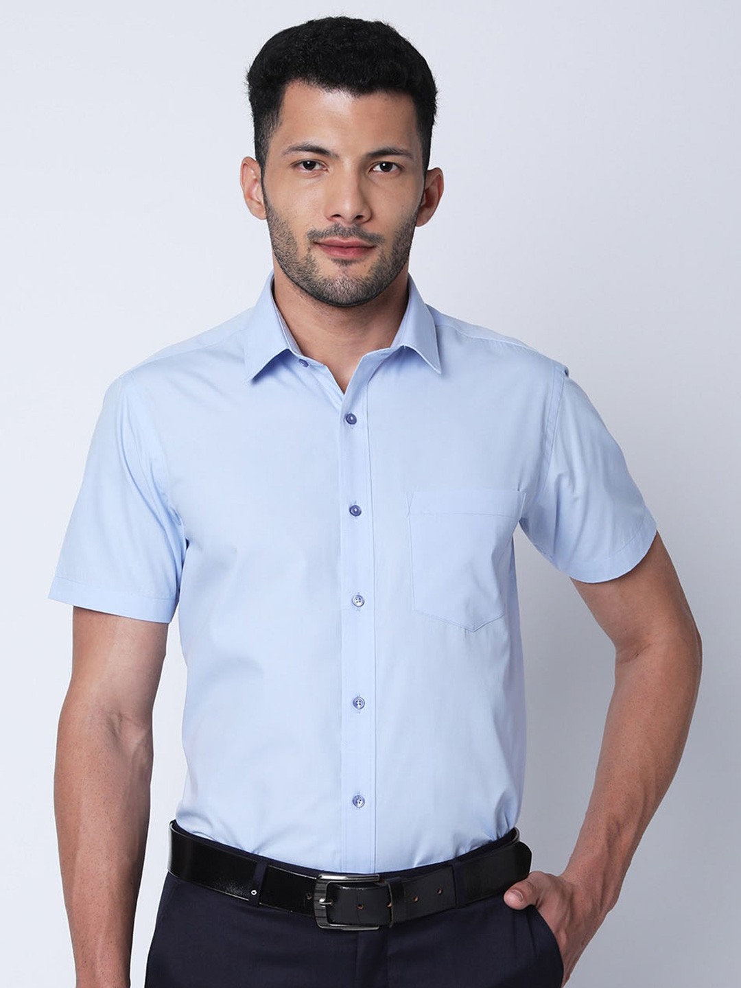 

Oxemberg Classic Spread Collar Cotton Formal Shirt, Blue