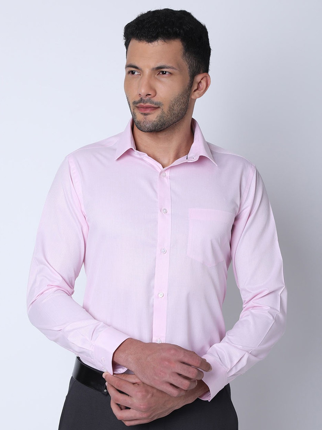 

Oxemberg Classic Slim Fit Opaque Cotton Formal Shirt, Pink