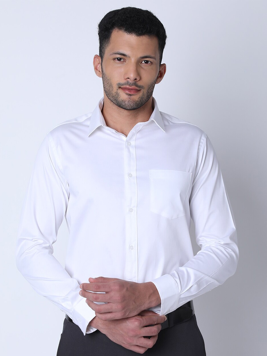 

Oxemberg Classic Slim Fit Opaque Cotton Formal Shirt, White