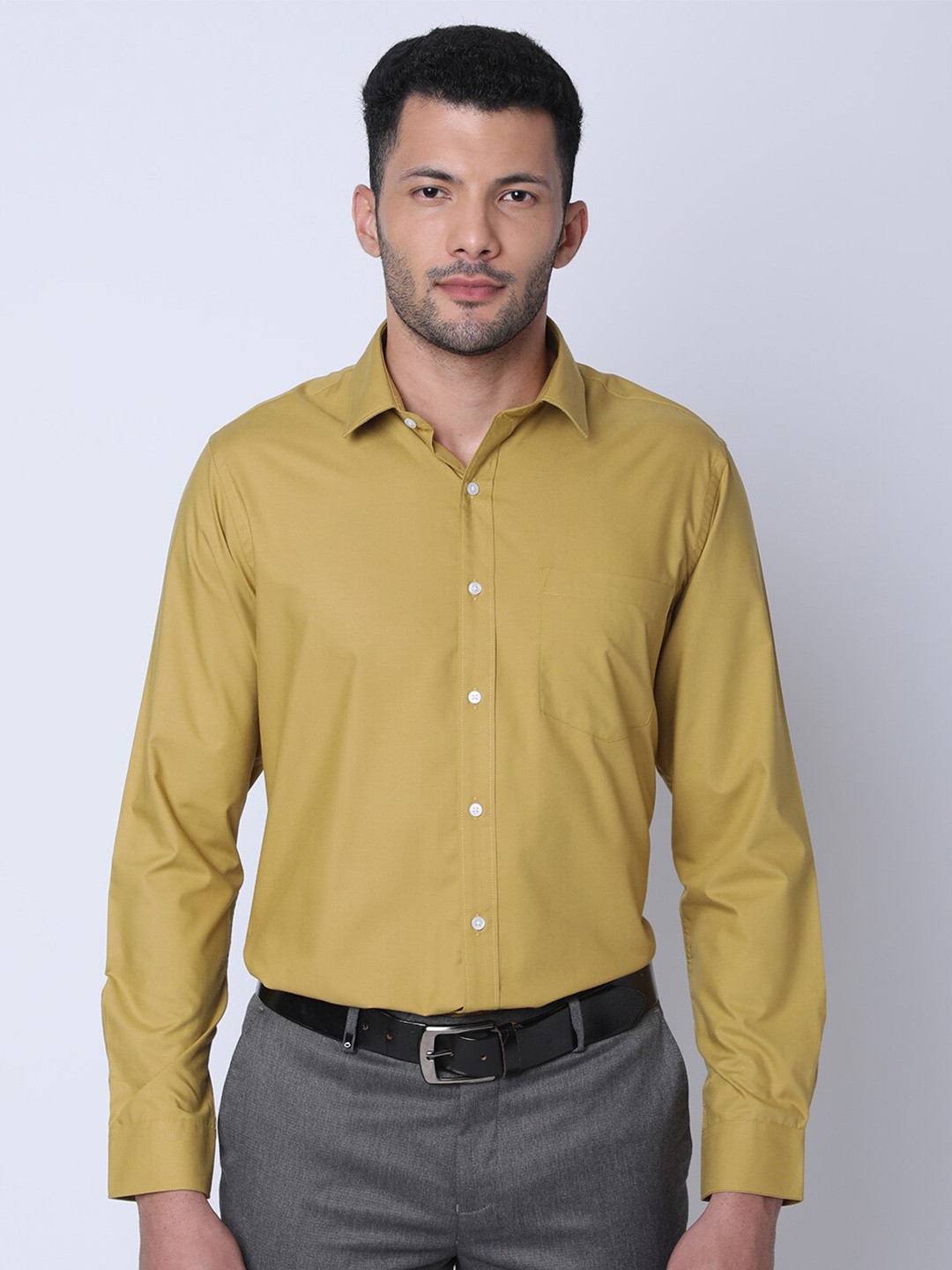 

Oxemberg Classic Slim Fit Opaque Cotton Formal Shirt, Mustard