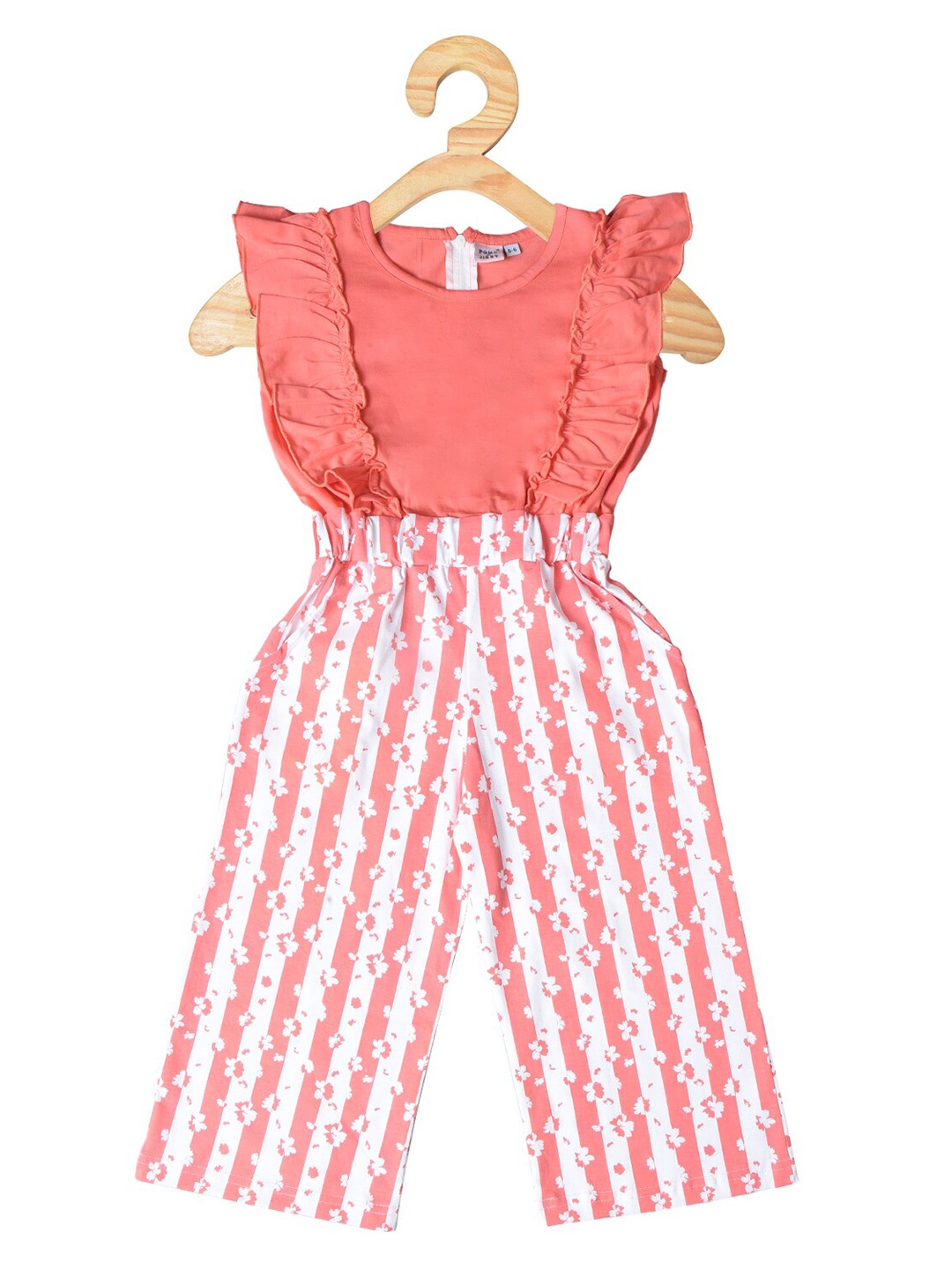 

POMY & JINNY Girls Striped Printed Basic Jumpsuit, Orange