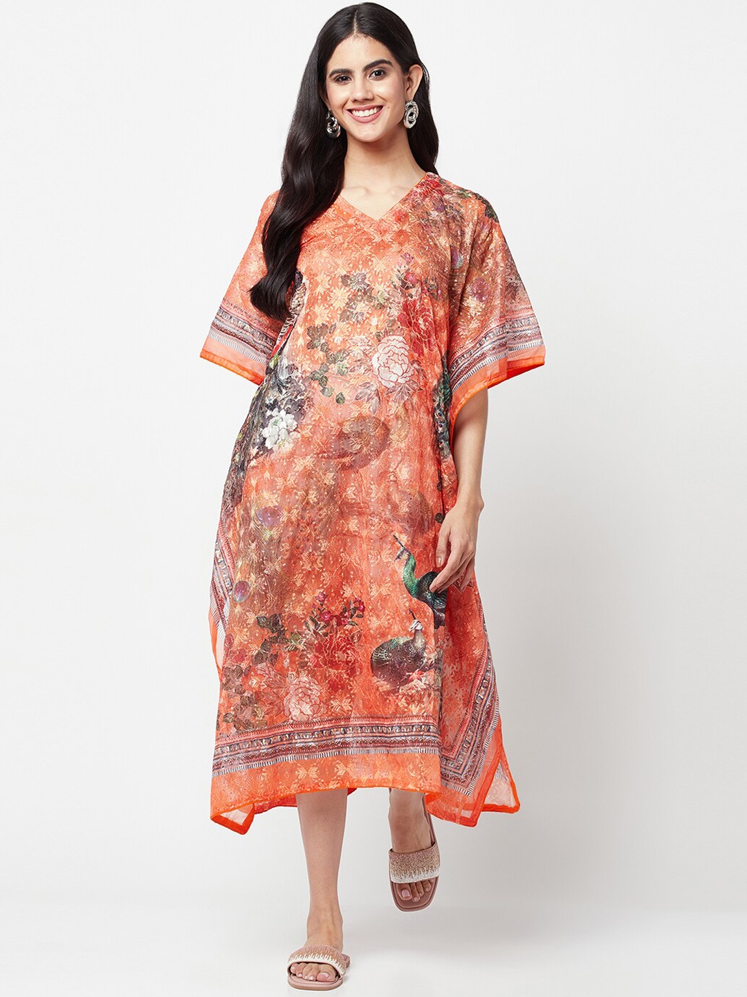 

La Vastraa Embroidered Cover up Top, Orange