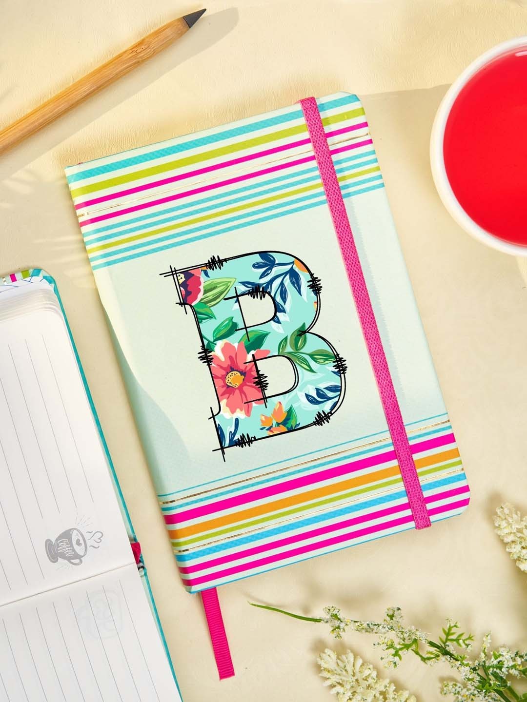 

Doodle Initial B Printed Hard Bound B6 Notebook Diary, Sea green