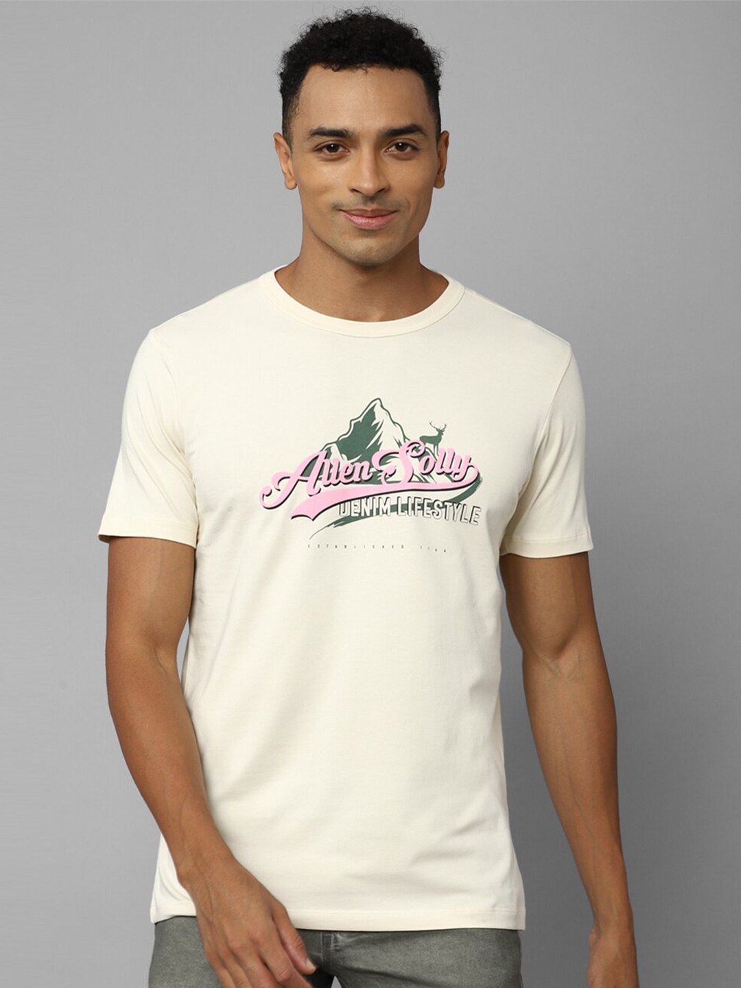 

Allen Solly Sport Typography Printed Slim Fit T-shirt, Cream