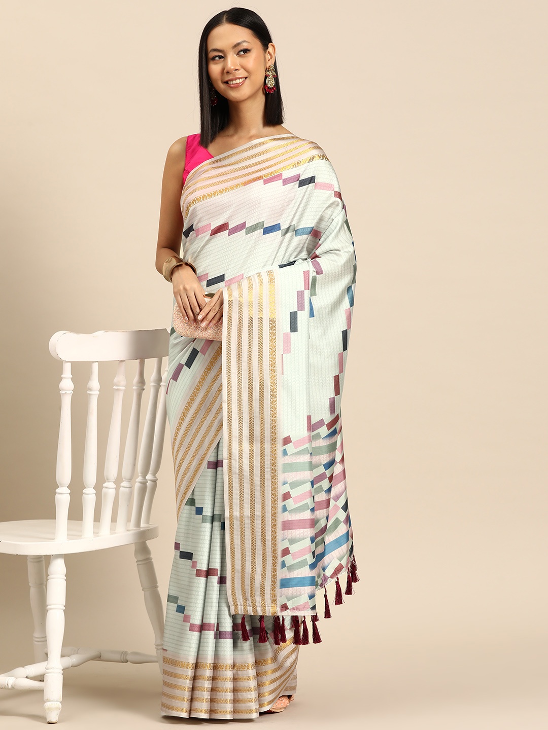 

Silk Land Banarasi Soft Silk Digital Print saree, Turquoise blue