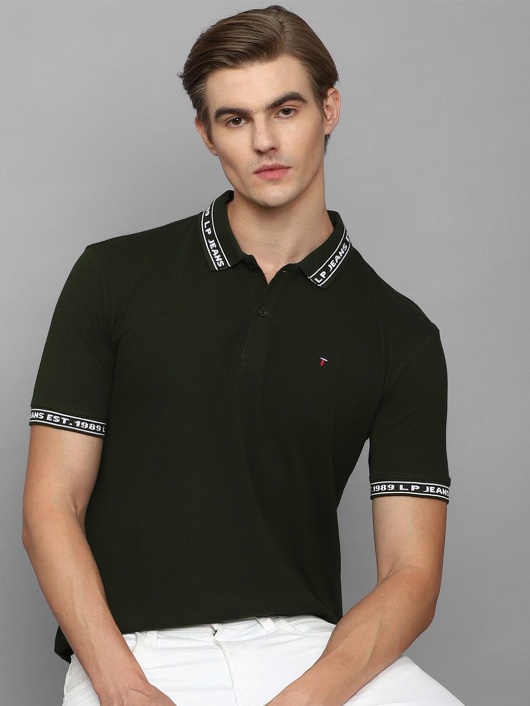 

Louis Philippe Jeans Polo Collar Pure Cotton Slim Fit T-shirt, Green