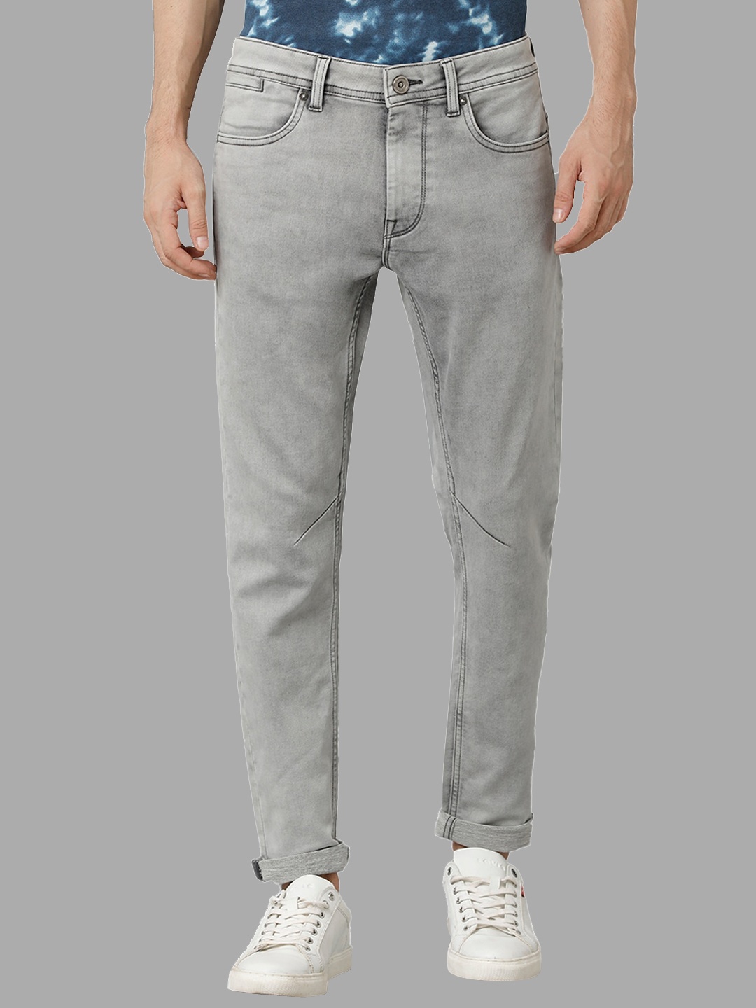 

Voi Jeans Slim Fit Mid-Rise Heavy Fade Clean Look Stretchable Jeans, Grey