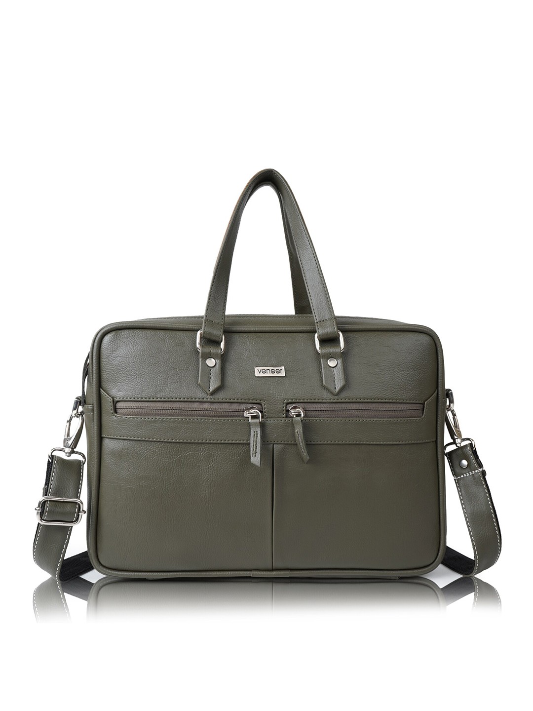 

Veneer Synthetic Leather Crossbody Messenger Bag, Green
